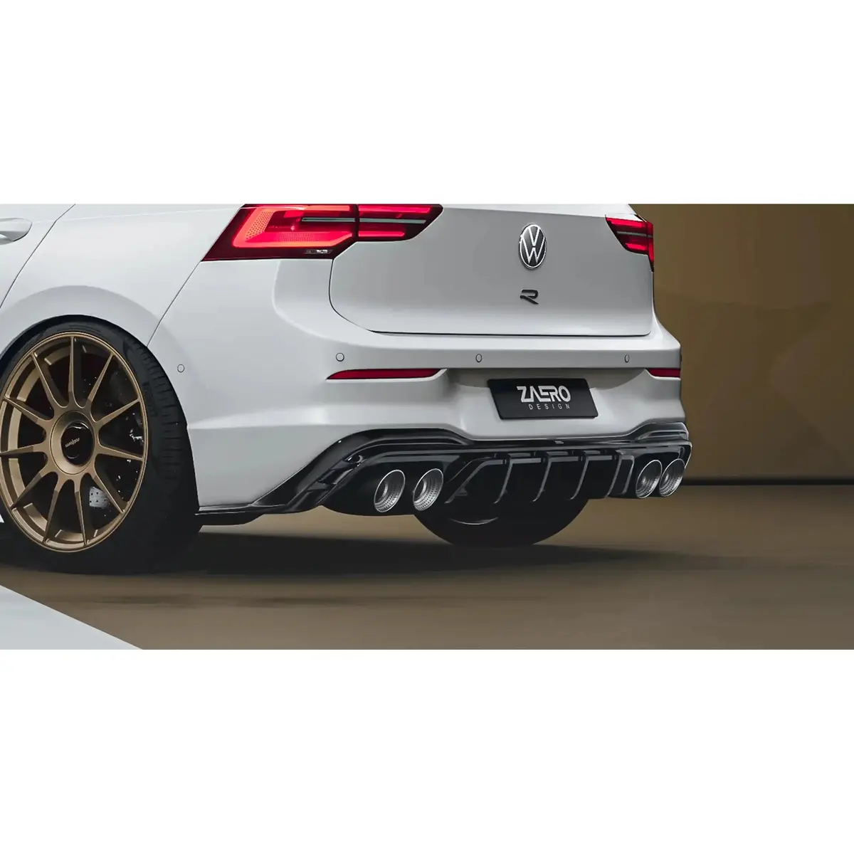 Zaero Design Evo-1 Gloss Black Rear Diffuser Vw Mk8 Golf R 1