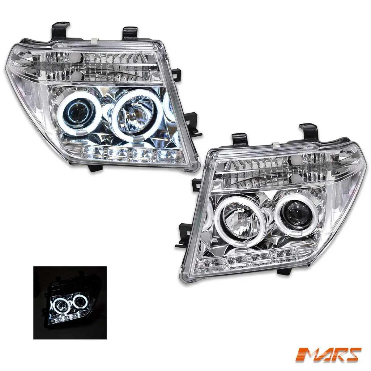 Crystal Ccfl Angel-Eyes Projector Head Lights For Nissan Pathfinder R51 & Navara D40 2005-2009 1