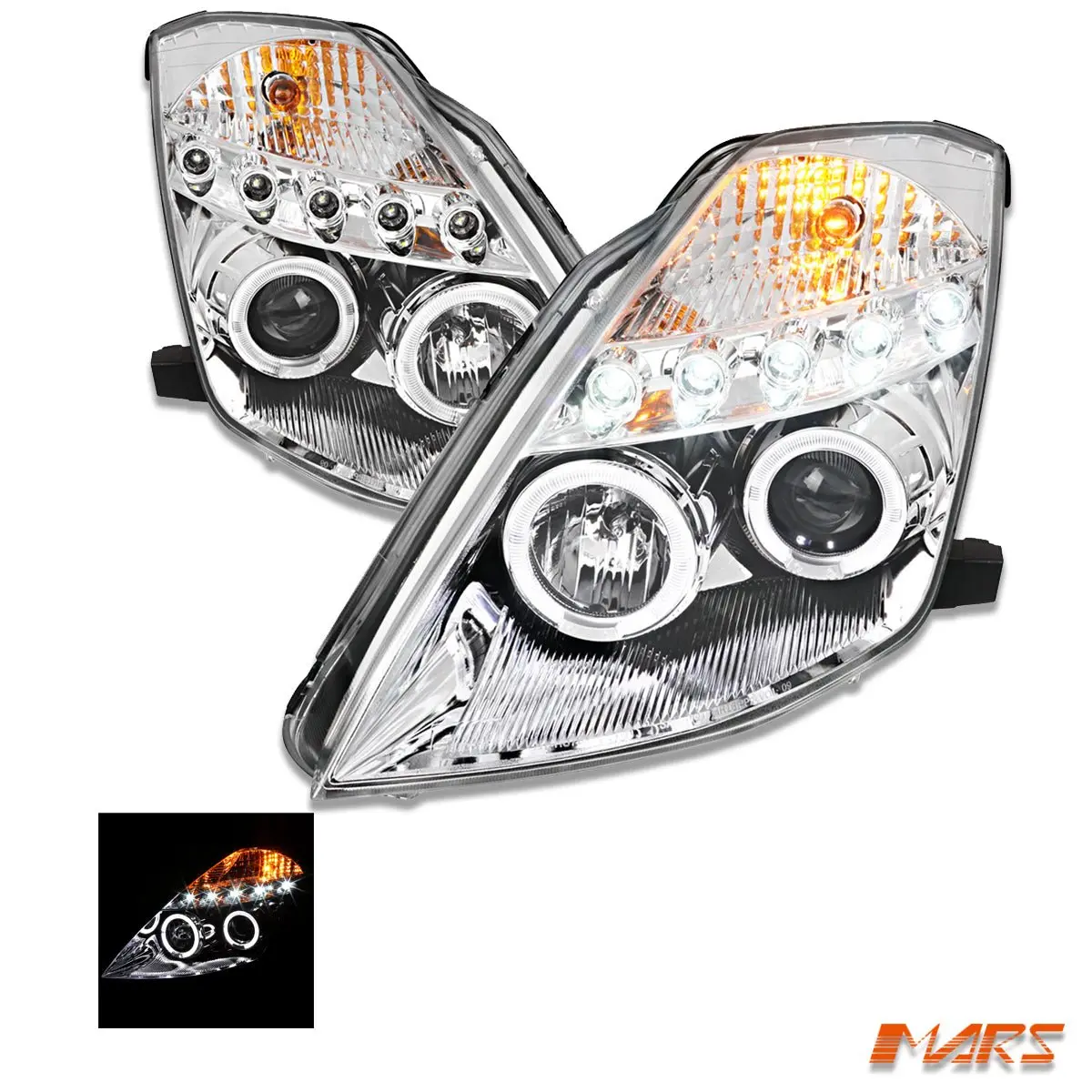 Crystal Clear Angel Eyes Projector Head Lights For Nissan Z33 350Z 2003-2005 Series 1 1