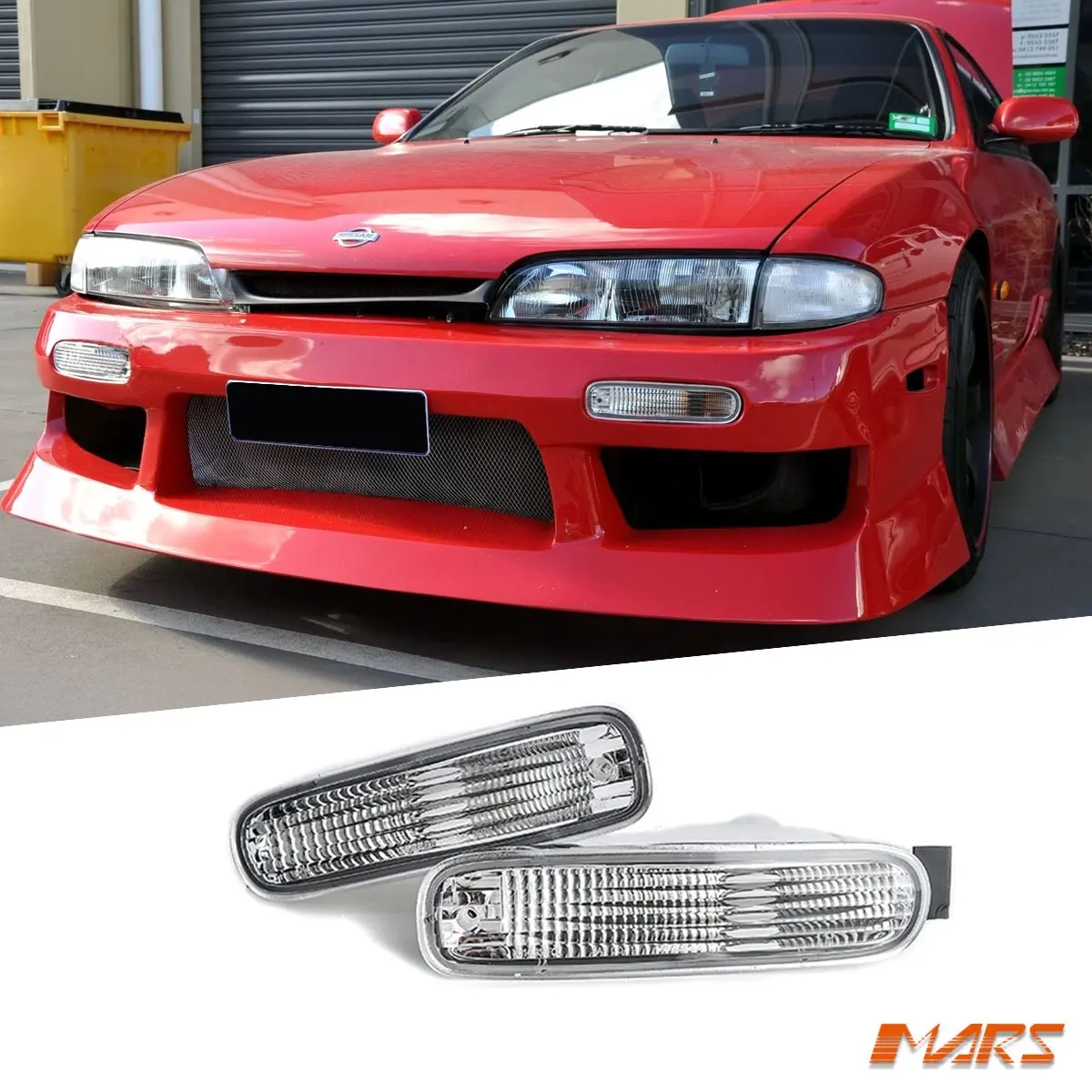 Crystal Clear Bumper Bar Turn Signal Indicator Lights For Nissan 200Sx Silvia S14 1993-1996 1