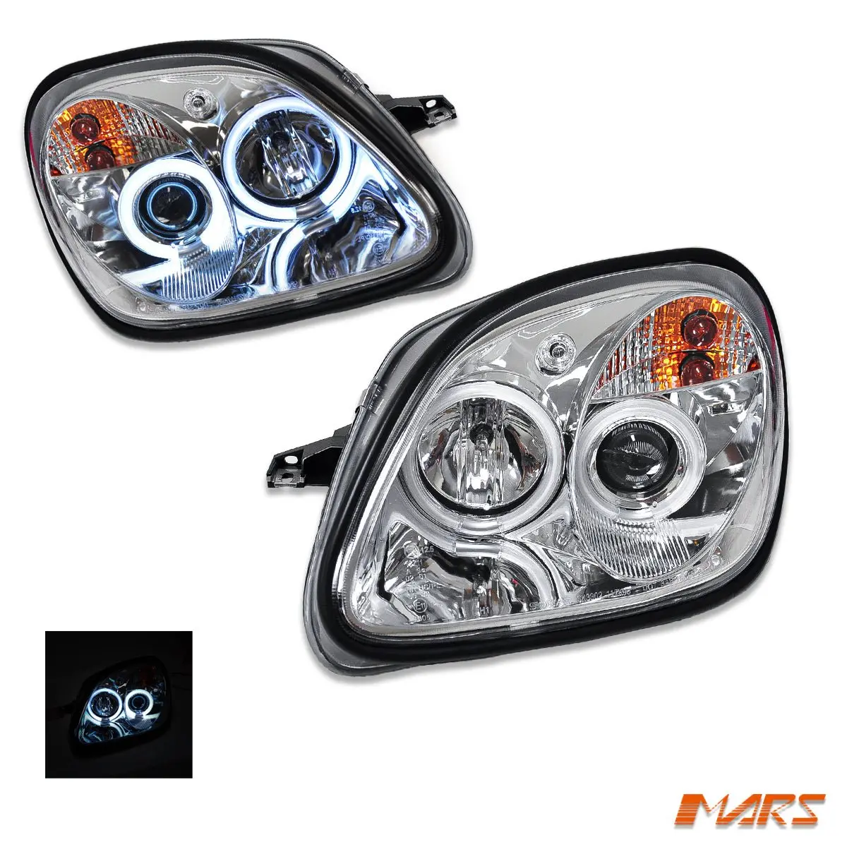 Crystal Clear Ccfl Angel Eyes Head Lights For Mercedes-Benz Slk R170 1997-2004 1