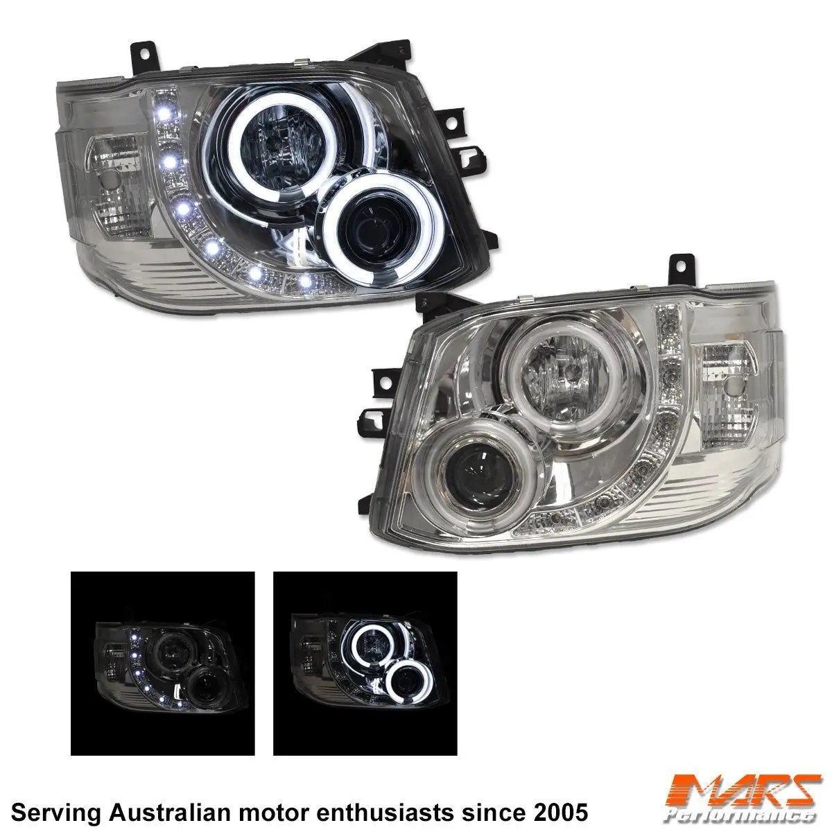 Crystal Clear Ccfl Angel Eyes & Led Drl Projector Head Lights For Toyota Hiace 2011-2014 1