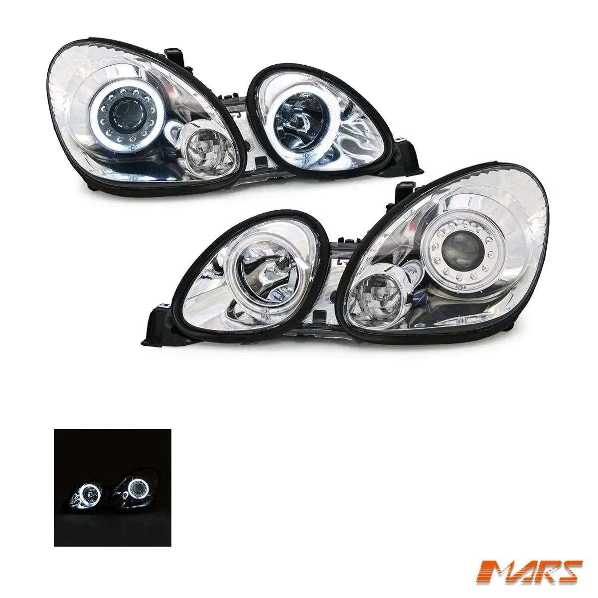Crystal Clear Ccfl Angel-Eyes Projector Head Lights For Lexus Gs300 1998-2005 Jzs160r 1
