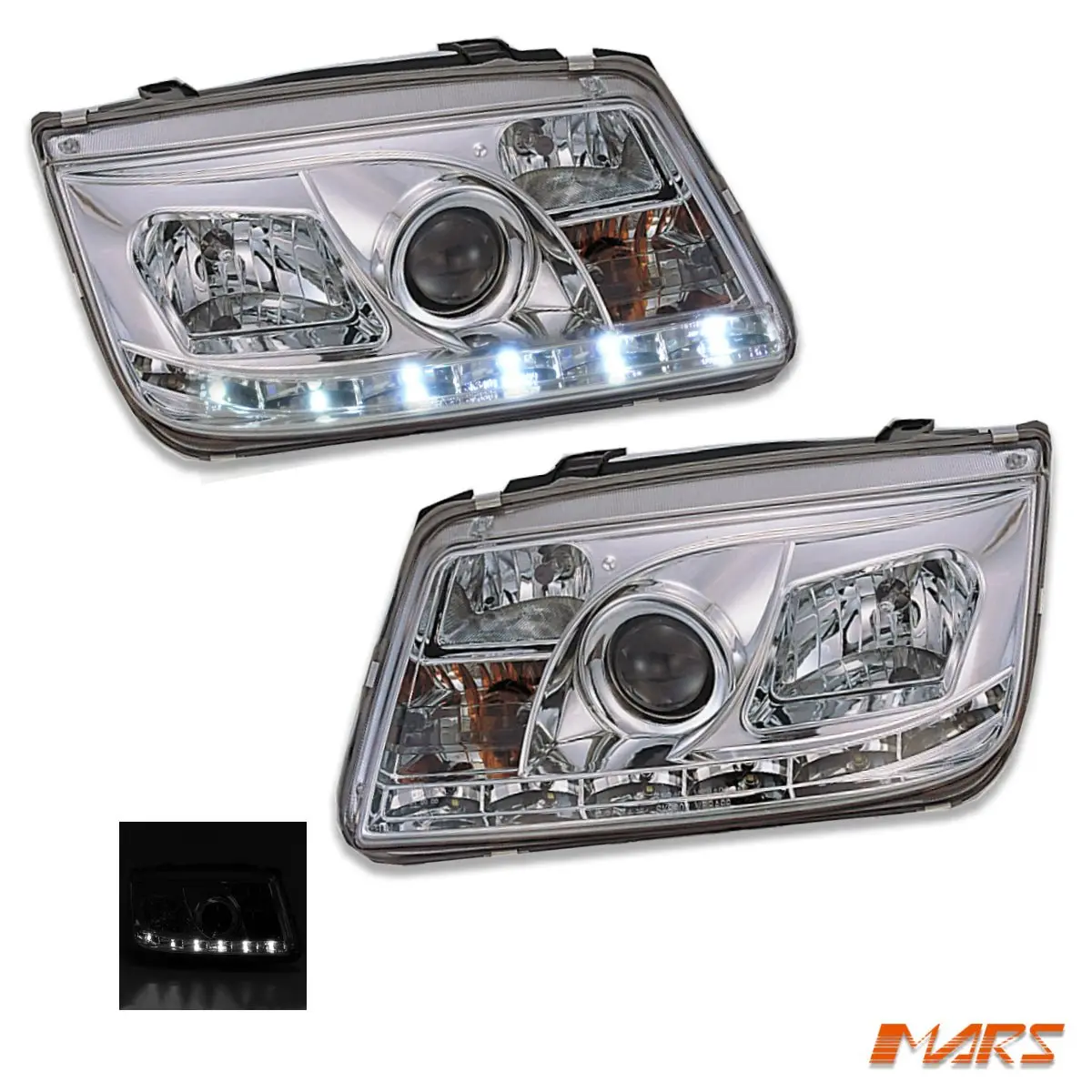 Crystal Clear Drl Led Projector Head Lights For Volkswagen Bora & Jetta 1998-2004 Mk4 1