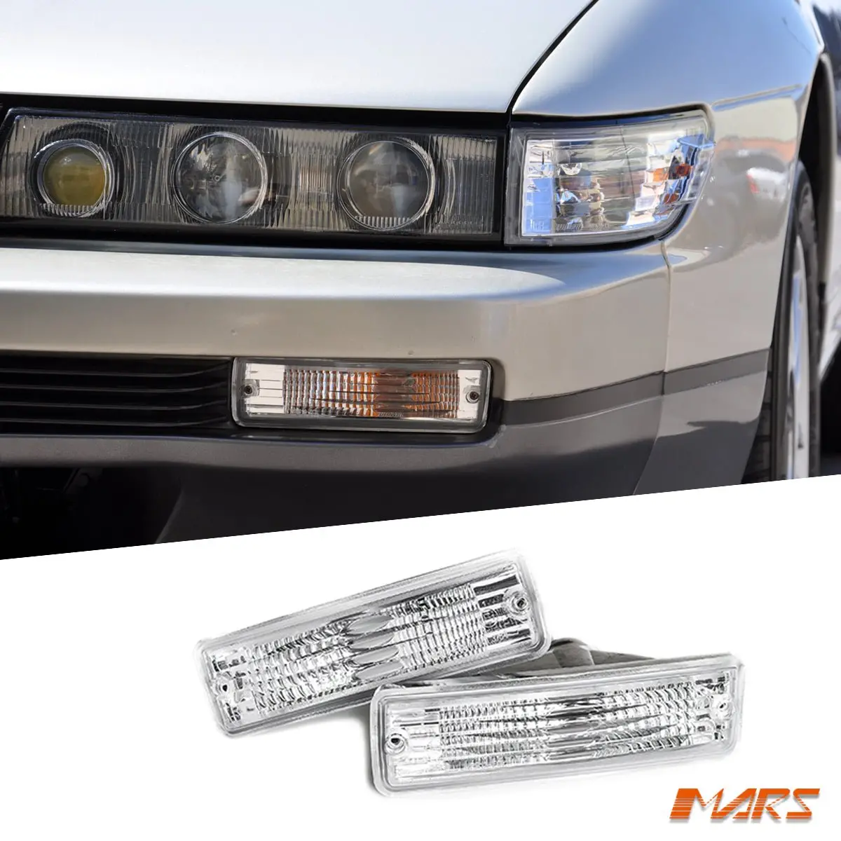Crystal Clear Front Bumper Bar Turn Signal Indicator Lights For Nissan Silvia S13 1988-1993 1