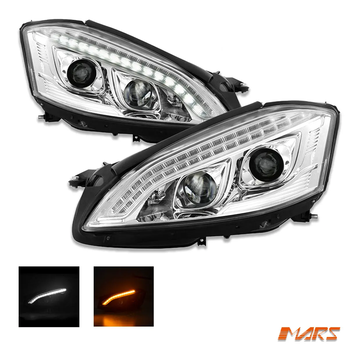 Crystal Clear S65 Amg Style Drl Led Projector Head Lights With Led Indicators For Mercedes-Benz S-Class W221 Sedan 2006-2009 1