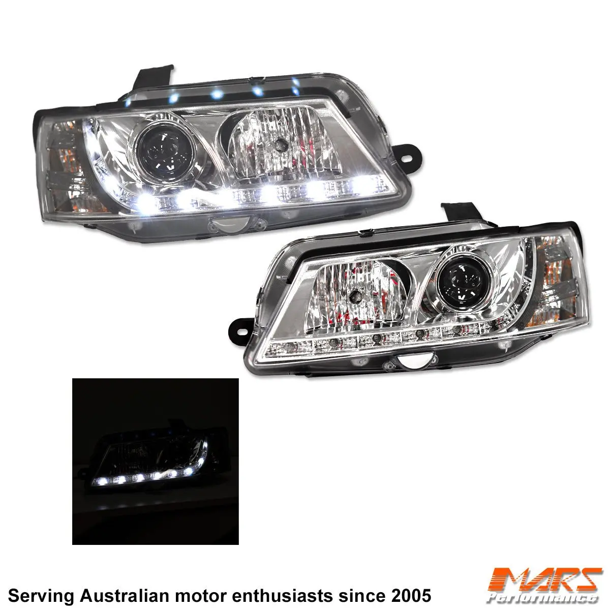 Crystal Drl Led Projector Head Lights For Holden & Hsv Commodore Vy 1