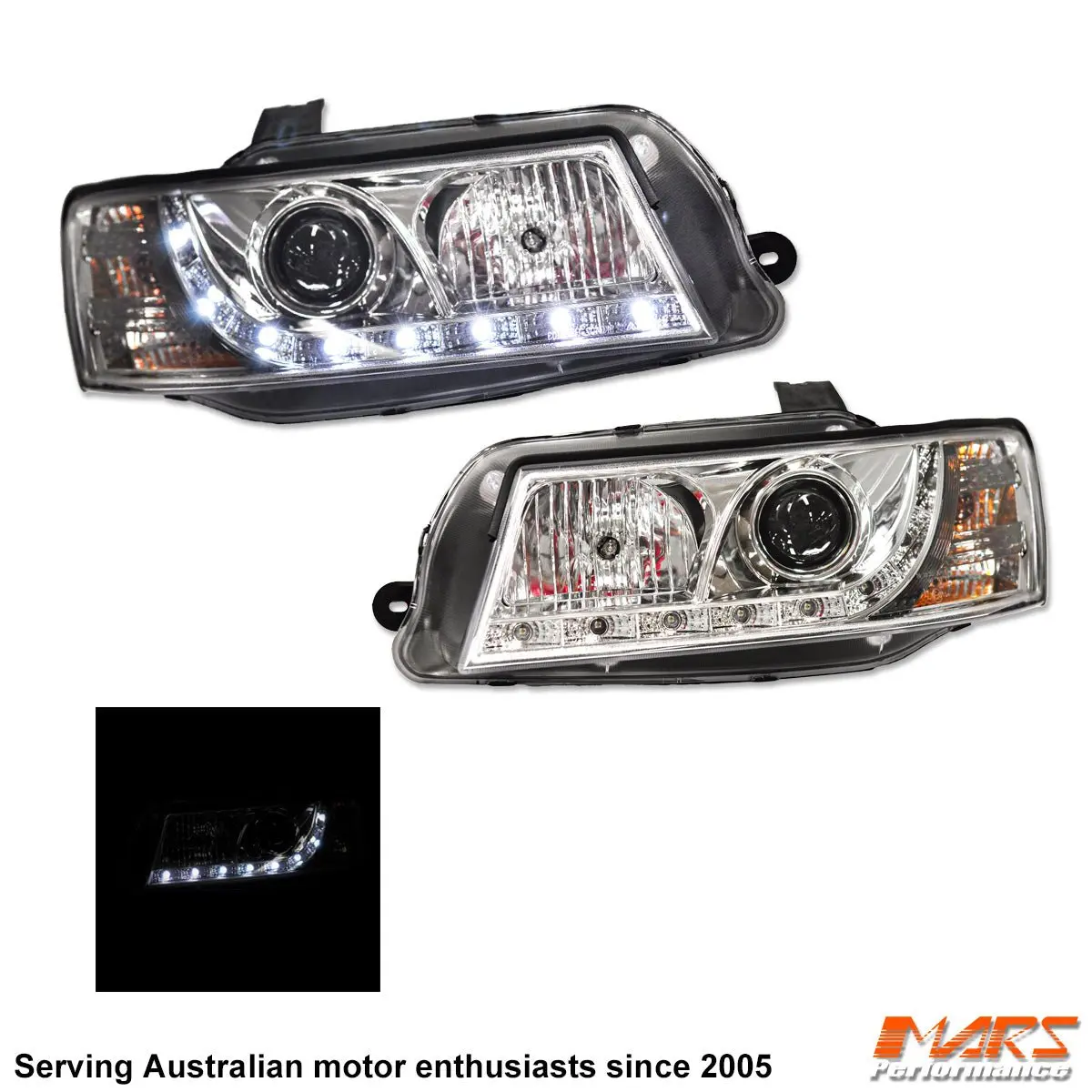 Crystal Drl Led Projector Head Lights For Holden & Hsv Commodore Vz 1