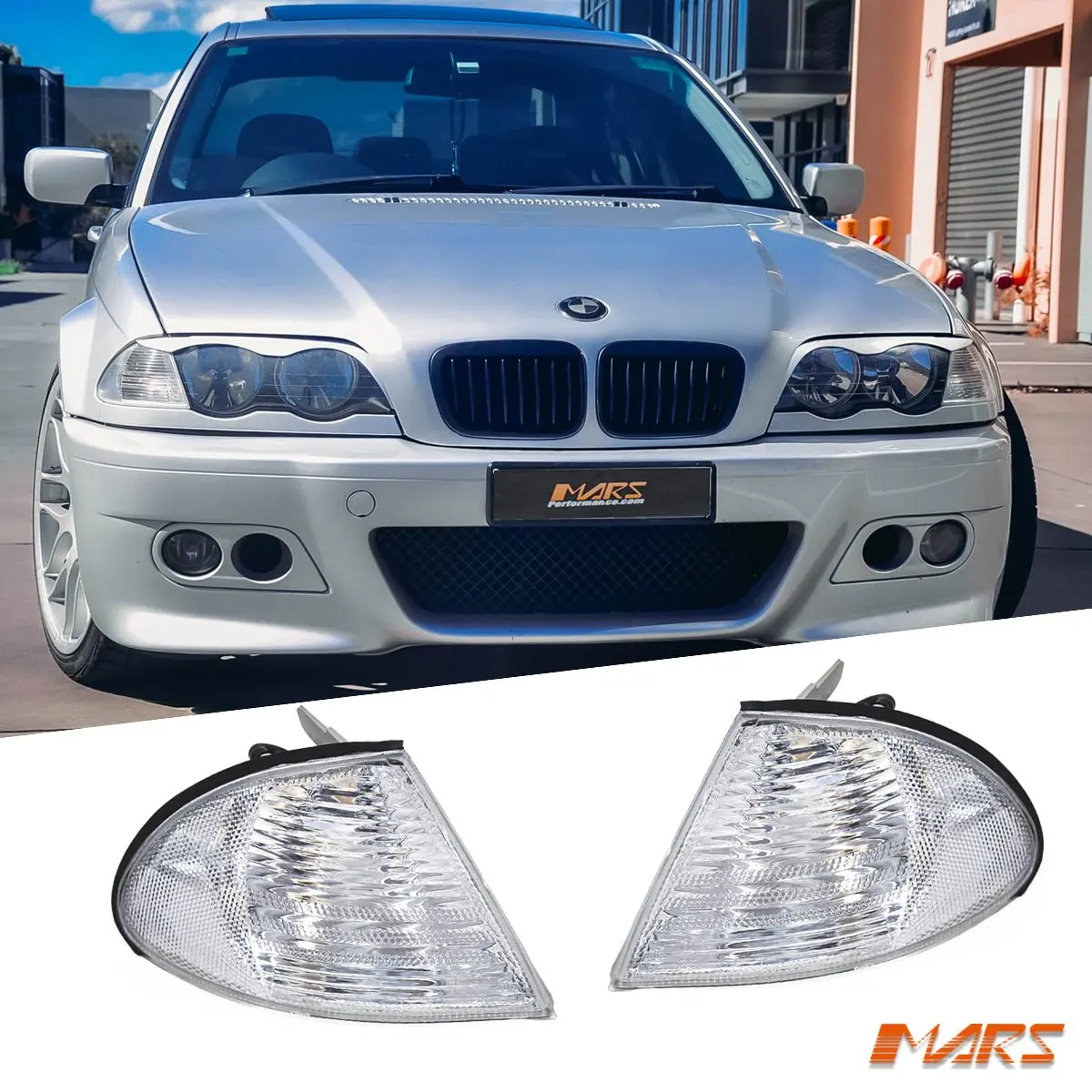 Crystal Front Corner Turn Signal Indicator Lights For Bmw 3-Series E46 1998-2001 Pre Lci Sedan & Wagon 1