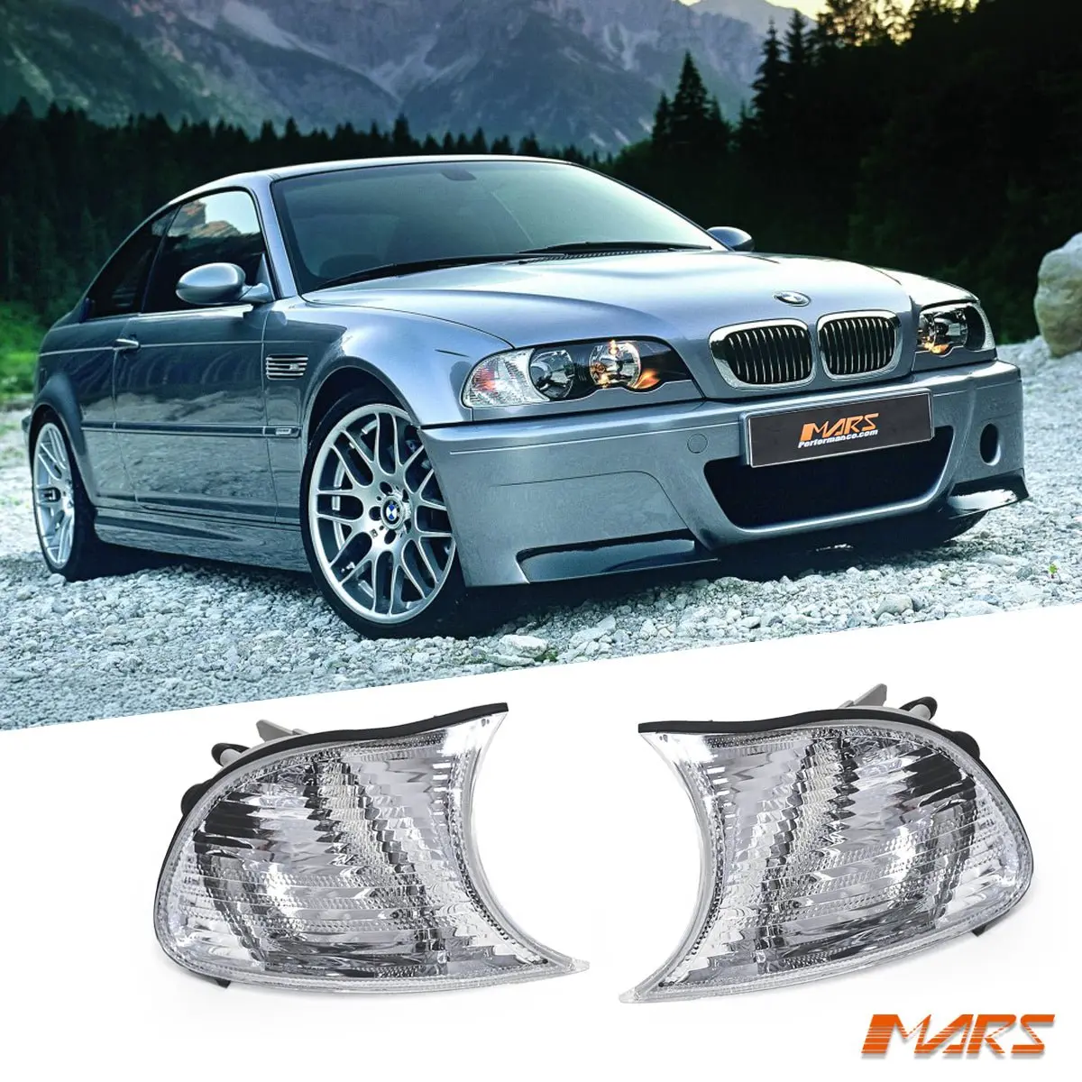 Crystal Front Corner Turn Signal Indicator Lights For Bmw 3-Series E46 1999-2000 Pre Lci Coupe & Convertible & M3 1