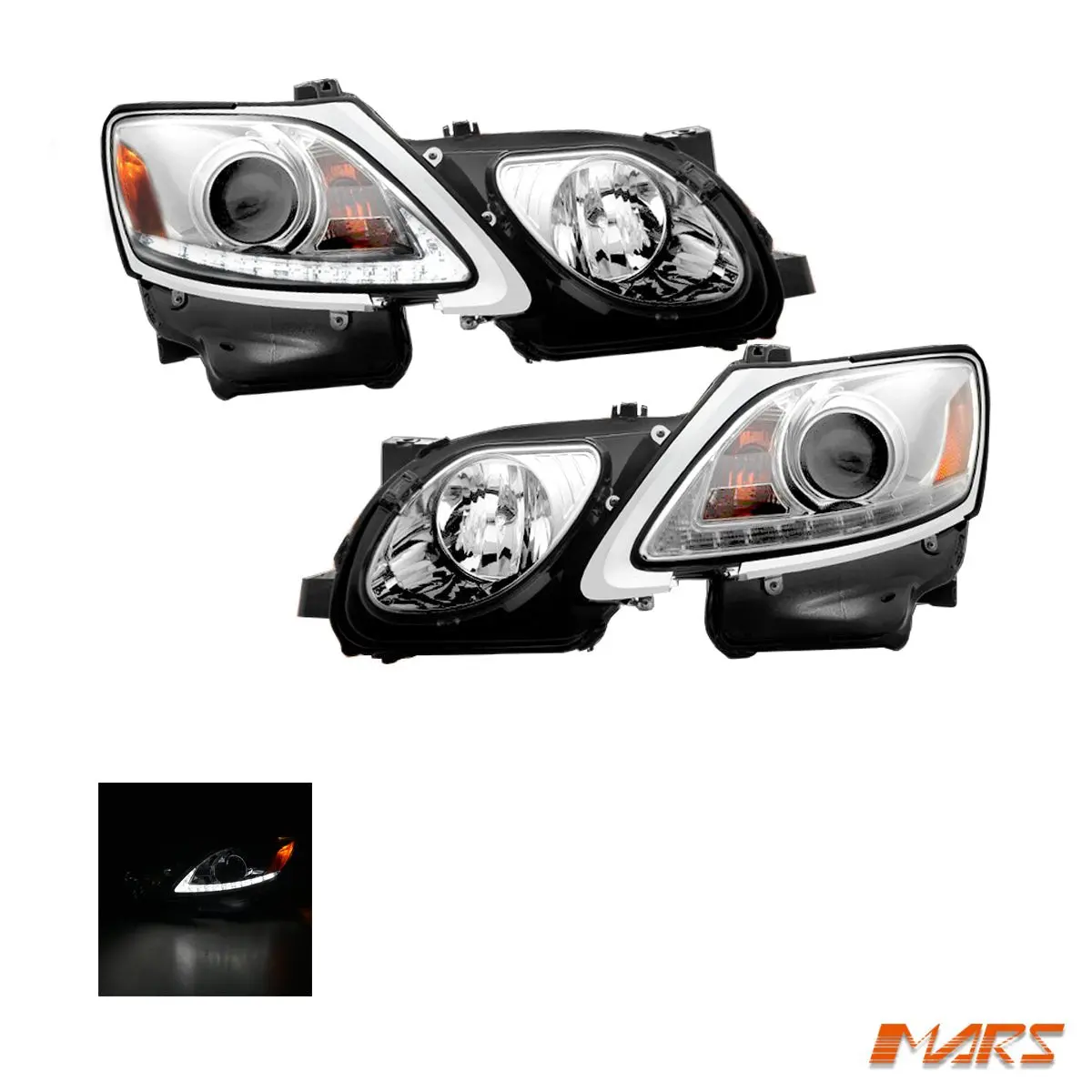 Crystal Led Drl Projector Head Lights For Lexus Gs300 Gs350 Gs430 Gs450h 2005-2011 1