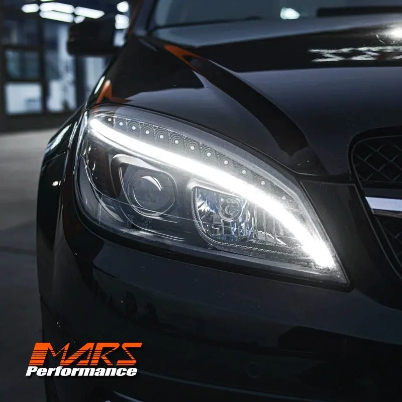 Crystal Led Drl Projector Head Lights For Mercedes-Benz C-Class W204 2007-2010 -Halogen Model Only 1