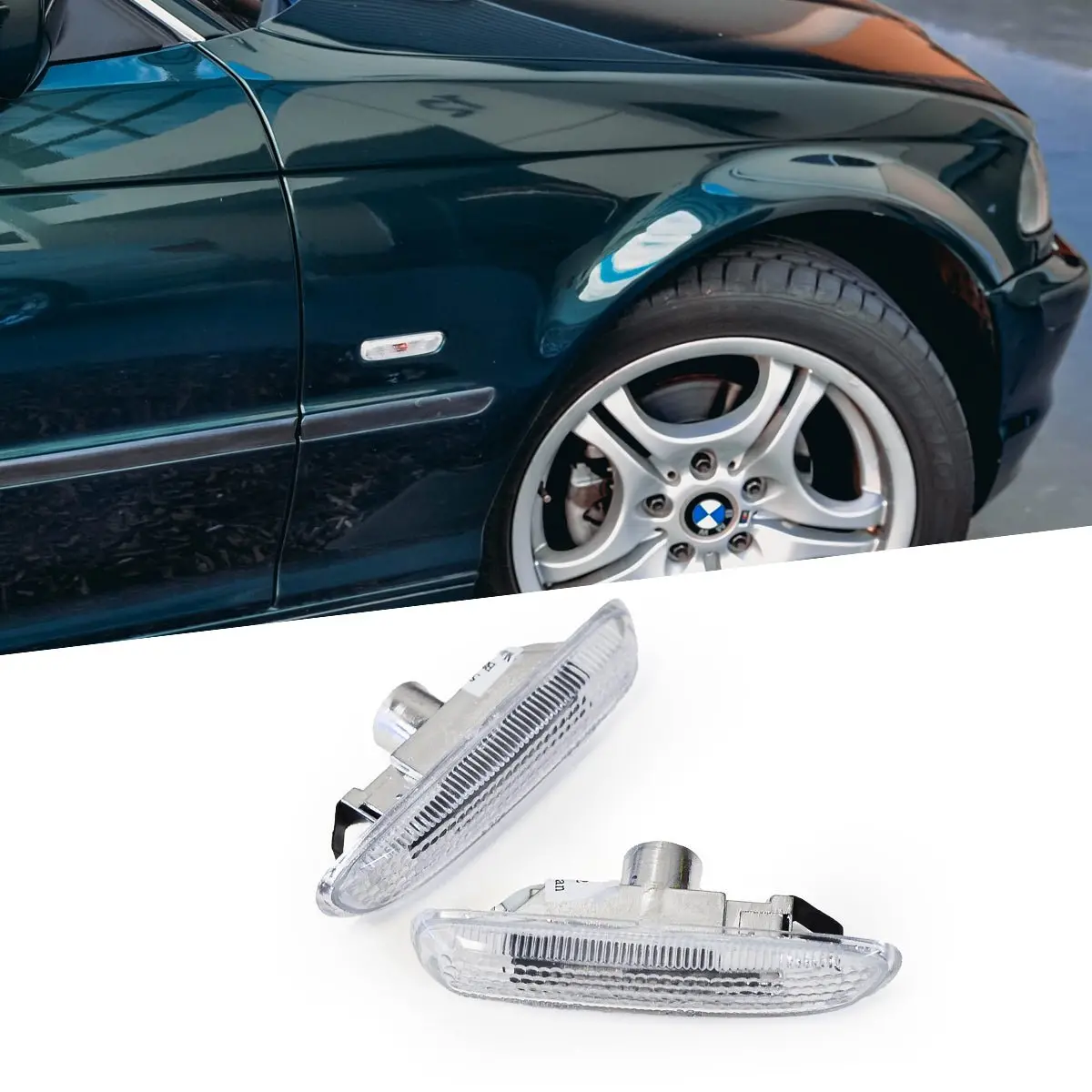 Crystal Side Fender Guard Turn Signal Indicator Marker Lights For Bmw 3-Series E46 Pre Lci Sedan & Coupe 1