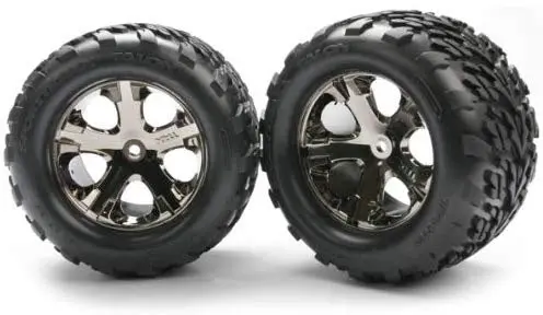Traxxas 3668A Tires & Wheels, Assembled, Glued (2.8') (All-Star Black Chrome Wheels, Talon Tires, Foam Inserts) (2Wd Electric Rear) (2) (Tsm Rated) 0.665 1
