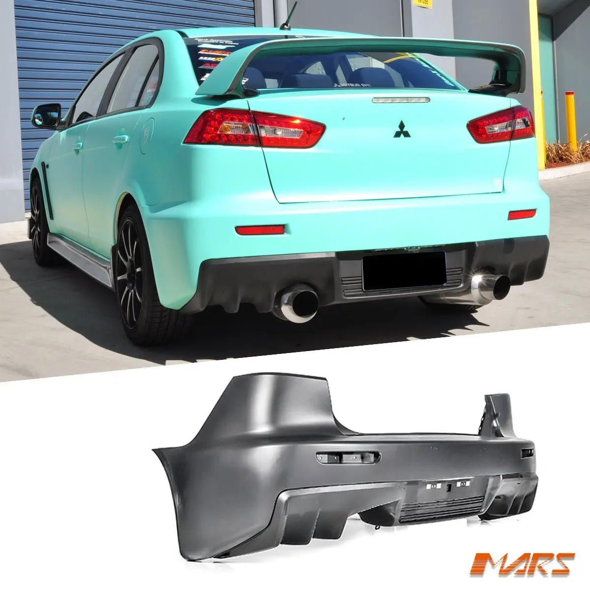 Evolution Style Rear Bumper Bar Bodykit For Mitsubishi Cj Cf Lancer Sedan 2007-2018 With Twin Exhaust Outlet 1