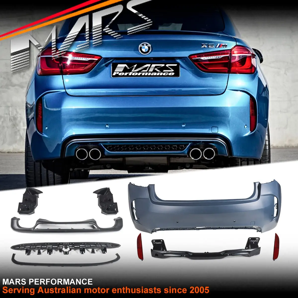 F86 X6m Style Rear Bumper Bar & Diffuser Bodykit For Bmw F16 X6 2014-2019 1