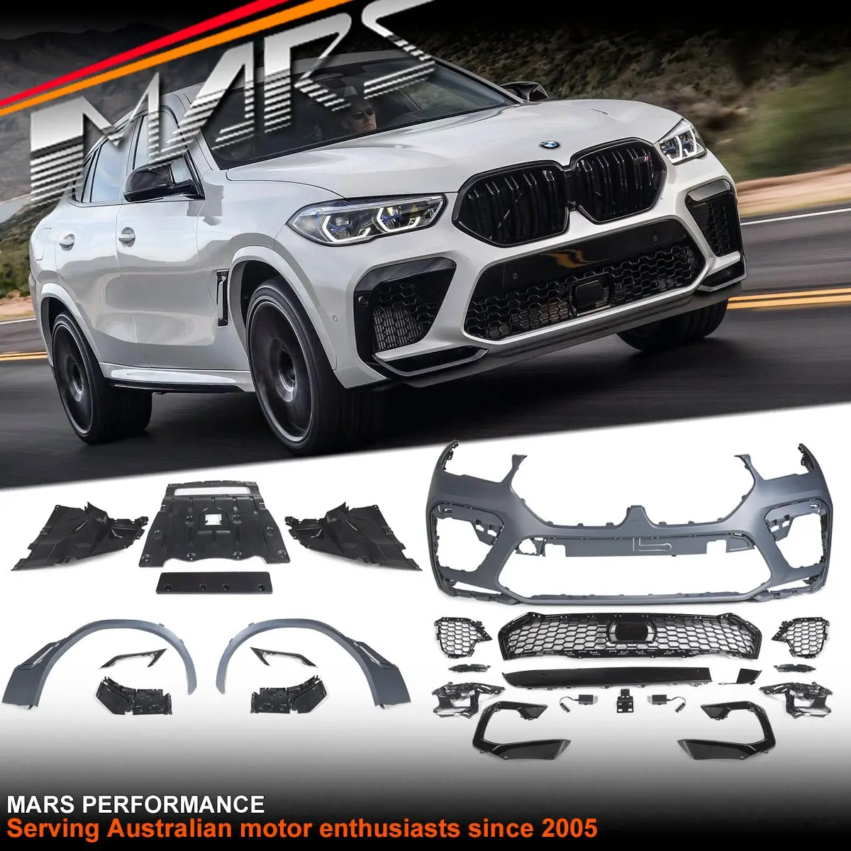 F96 X6m Style Front Bumper Bar & Arch Flares Trim Bodykit For Bmw G06 X6 Pre Lci 2019-2023 1