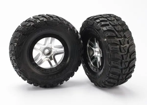 Traxxas 5882 Tires & Wheels, Assembled, Glued (Sct Split-Spoke Satin Chrome, Black Beadlock Wheels, Kumho Tires, Foam Inserts) (2) (2Wd Front) 1