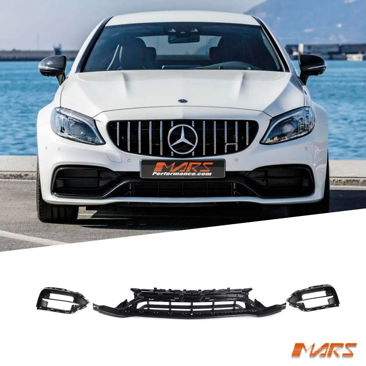 Facelift Front Bumper Bar Lower Mesh Grill Ducts Vent Bodykit For Mercedes Benz Amg C63 & C63-S W205 C205 S205 A205 2015-2023 1