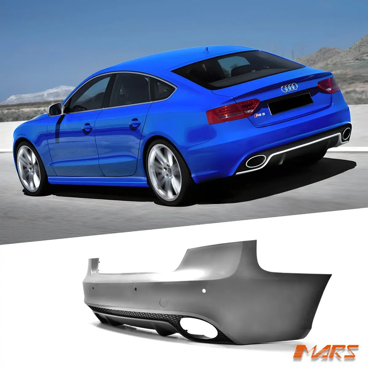 (Fit 4 Doors Sedan Model) Rs5 Style Rear Bumper Bar Bodykit & Diffuser With Exhaust Tips For Audi A5 8T 2008-2016 1