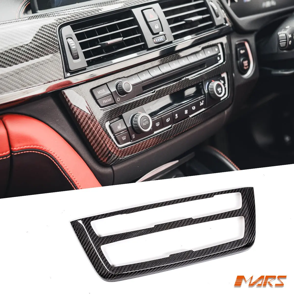 Flokraft Carbon Fibre Center Dashboard Trim Cover For Bmw 3-Series F30 F31 4 Series F32 F33 M3 F80 M4 F82 F83 1