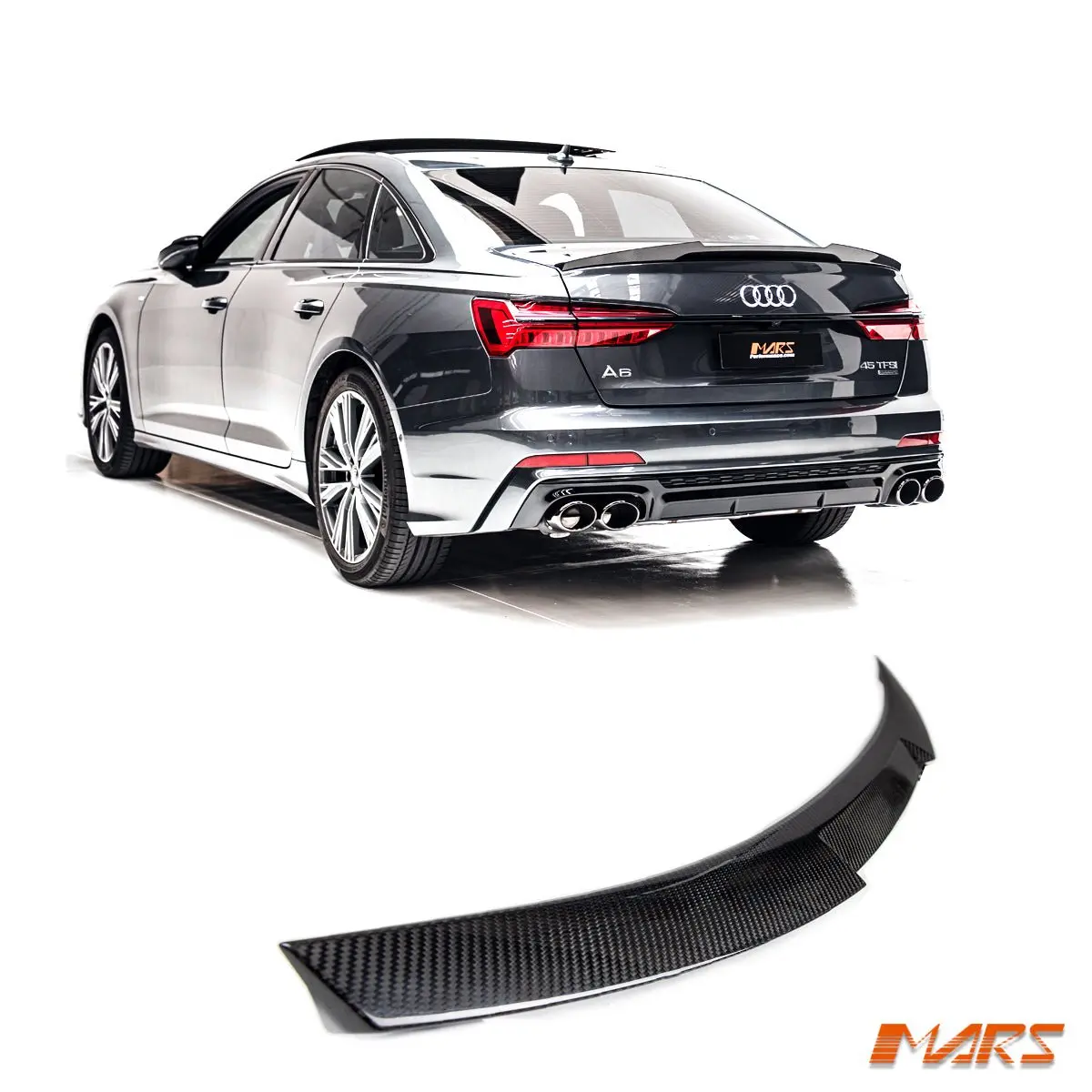 Flokraft Carbon Fibre Rear Trunk Boot Lip Spoiler Wing Bodykit For Audi A6 S6 C8 Sedan 2019-2024 1