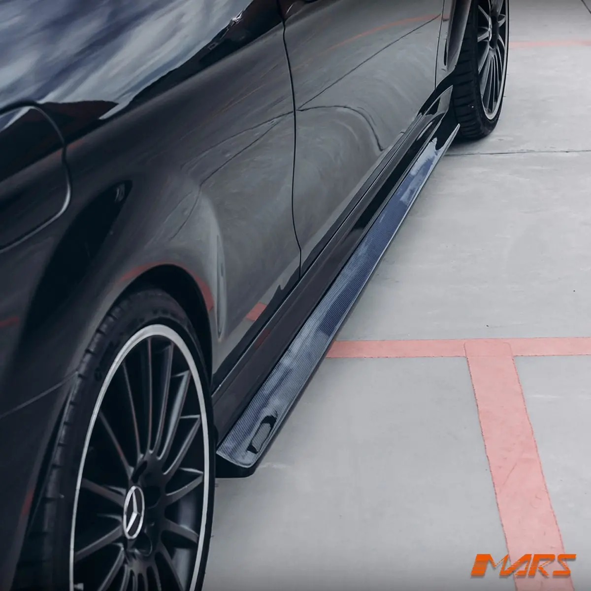 Flokraft Carbon Fibre Side Skirts Lip Spoiler Bodykit For Mercedes-Benz W204 C204 C63 Amg 2008-2014 1