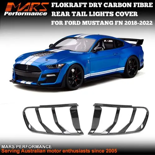 Flokraft Dry Carbon Fibre Rear Tail Lights Cover Trim Bodykit For Ford Mustang Fn 2018-2022 1