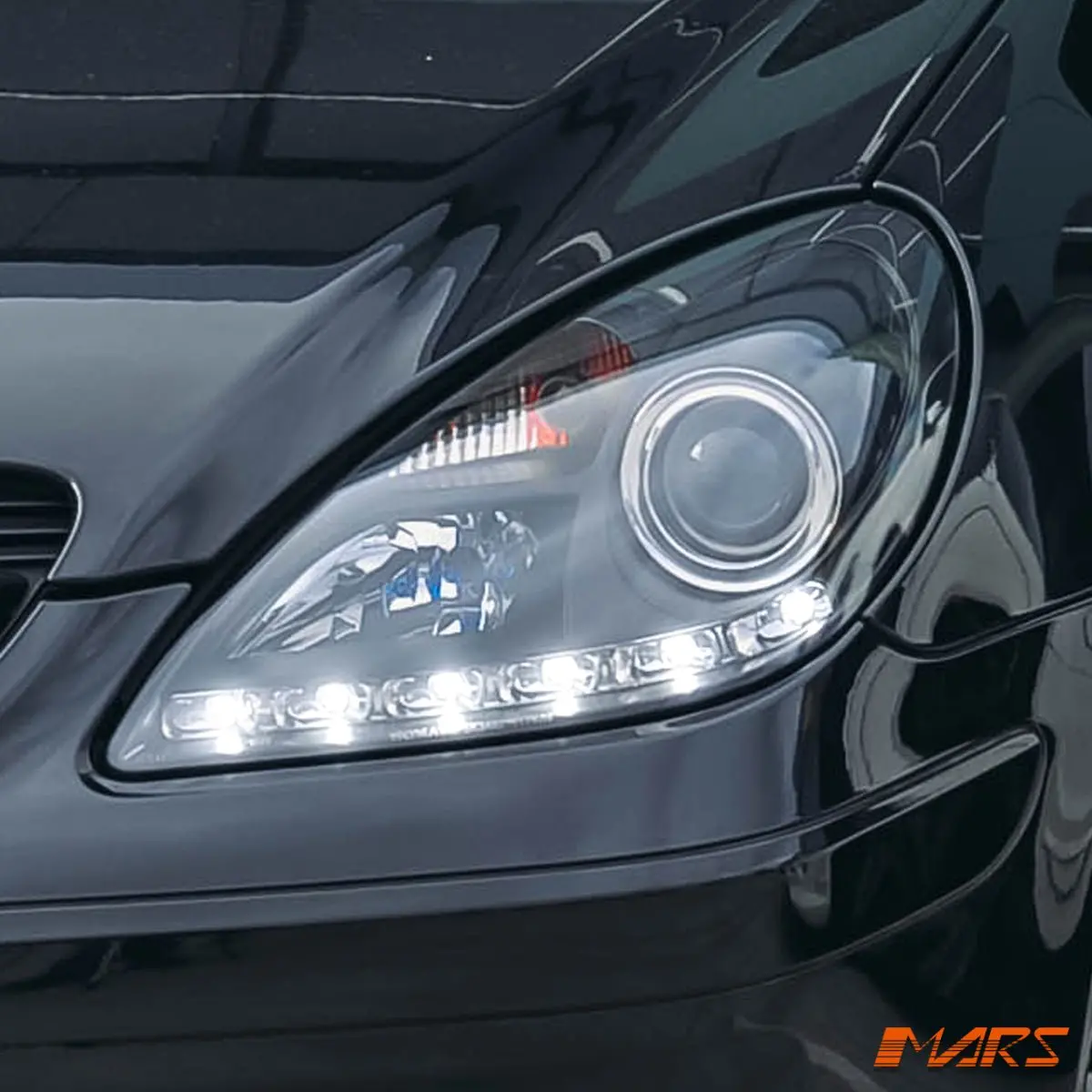 For Stock Halogen Model -Black Led Drl Projector Head Lights For Mercedes-Benz Slk R171 2003-2010 1