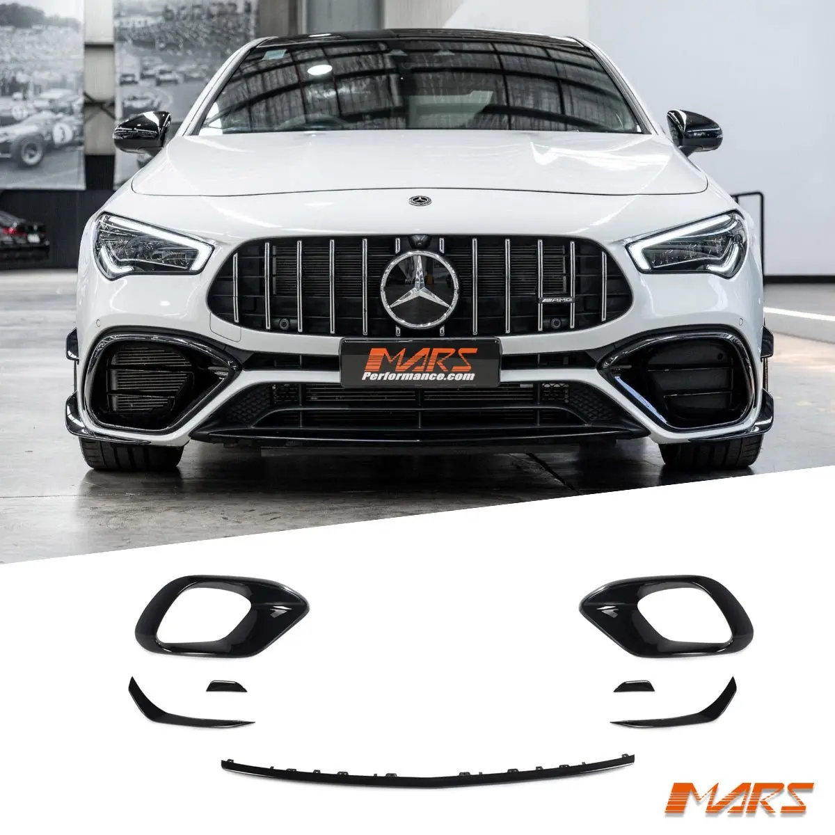 Front Bumper Bar Aero Bodykits With Blade Canards & Lip Spoiler For Mercedes-Benz C118 Cla45 Amg S 2018-2024 1