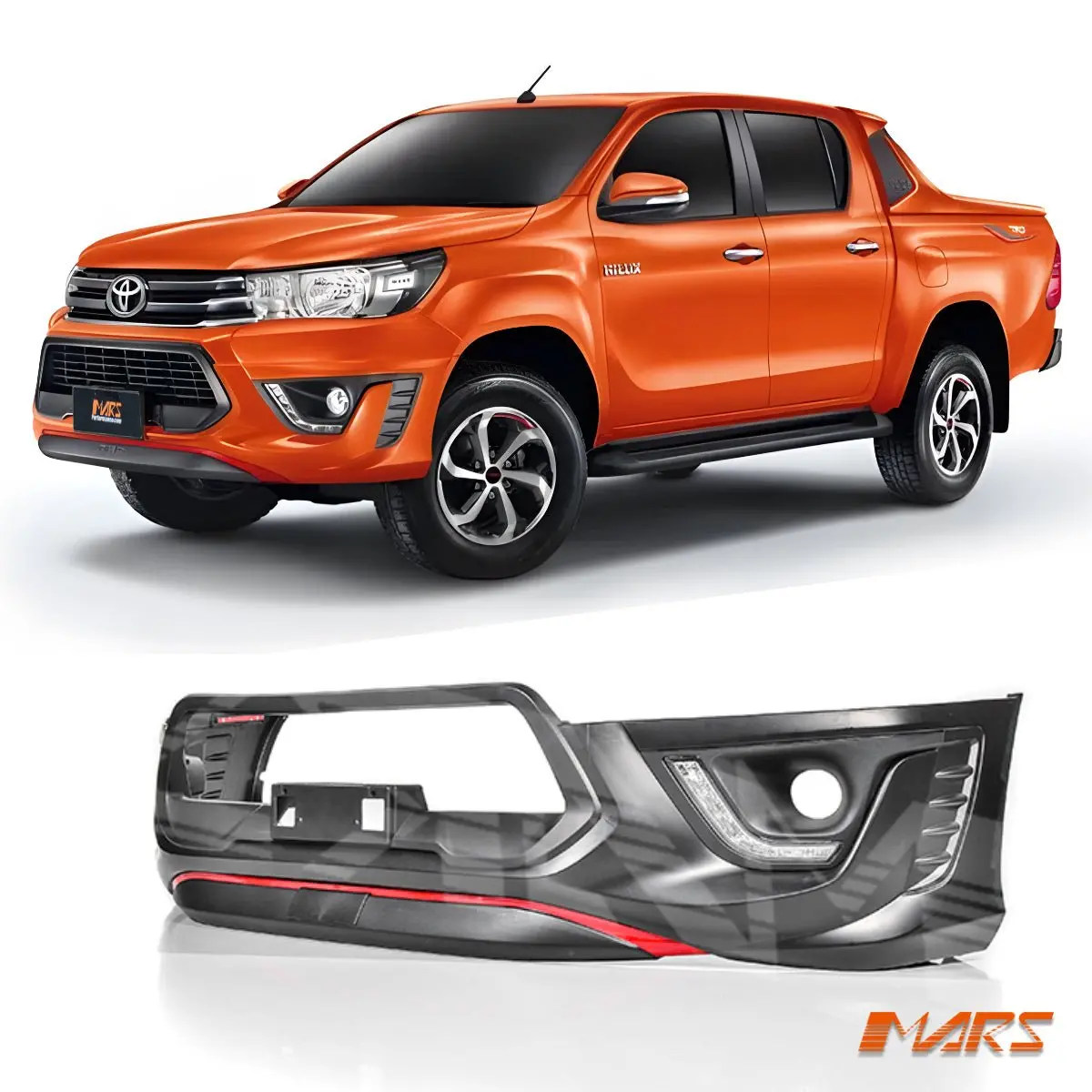 Front Bumper Bar Bodykit Cover With Drl Lights For Toyota Hilux Revo & Trd 2015-2018 & Workmate 2015-2020 1