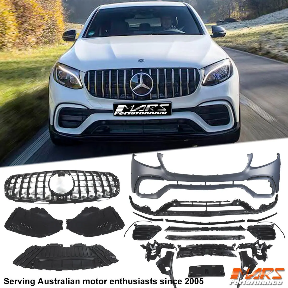 Front Bumper Bar Bodykit & Grill For Mercedes-Benz Glc-Class X253 C253 2015-2019 & Glc43 Glc63 Amg 1
