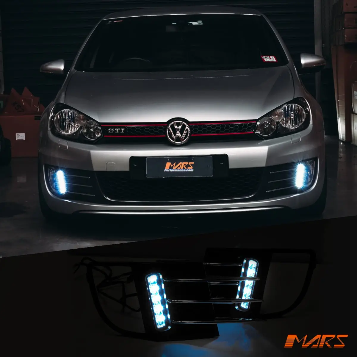Front Bumper Bar Led Drl Day-Time Fog Lights Cover For Volkswagen Vw Golf Vi 6 Gti 2009-2013 1