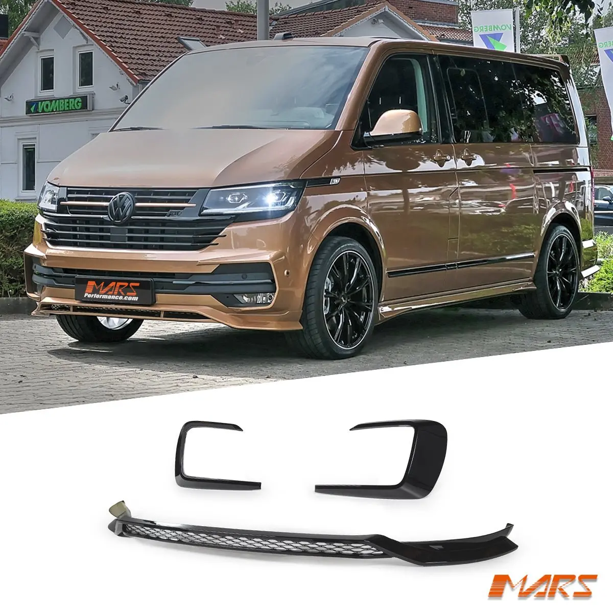 Front Bumper Bar Lower Lip Spoiler & Corner Splitters Bodykit For Volkswagen Vw Transporter & Multivan T6.1 & Abt 2020-2024 1