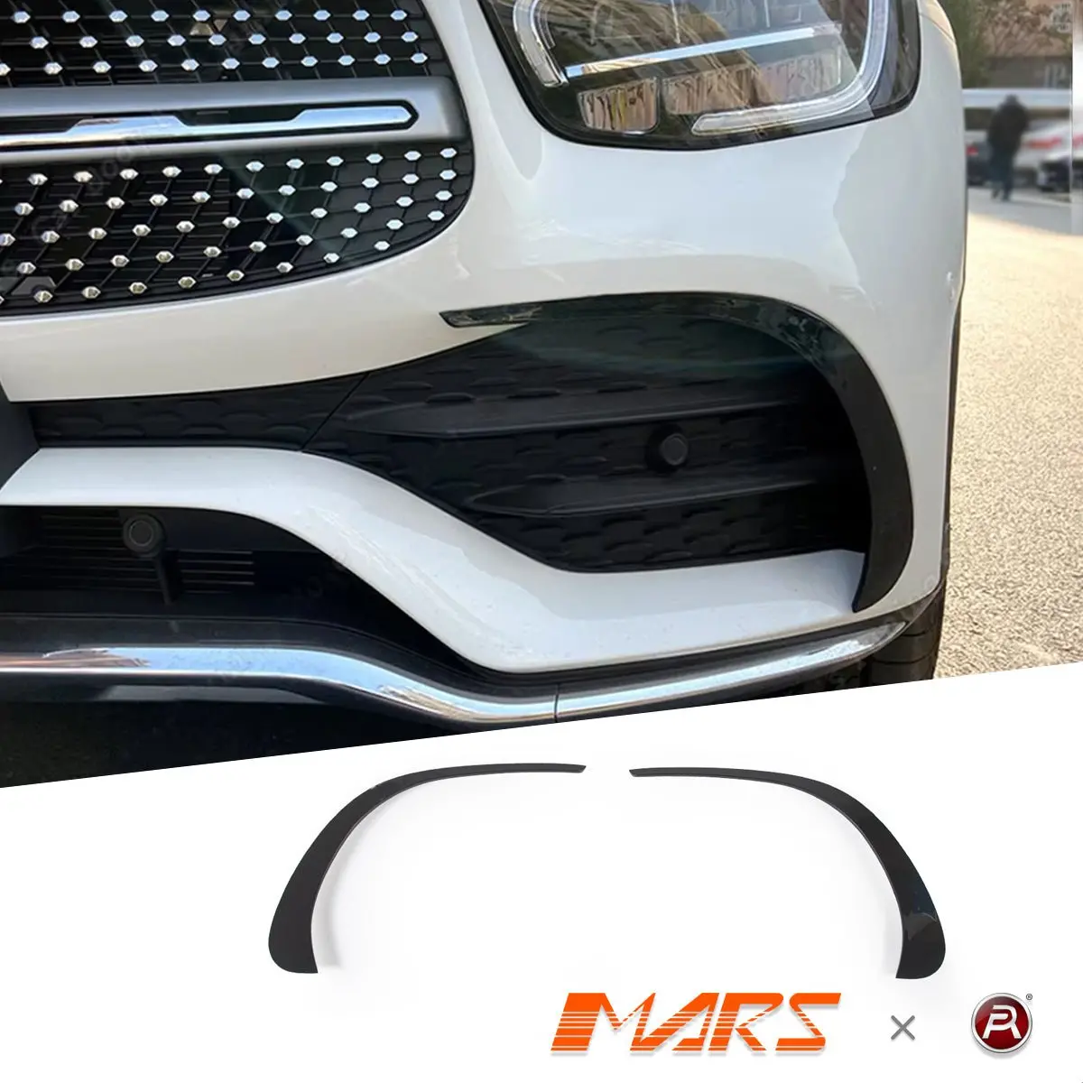 Front Bumper Bar Upper Blade Canards Trims For Mercedes-Benz Glc-Class 2019-2023 X253 Hatch / C253 Coupe & Glc43 Amg Bodykit 1