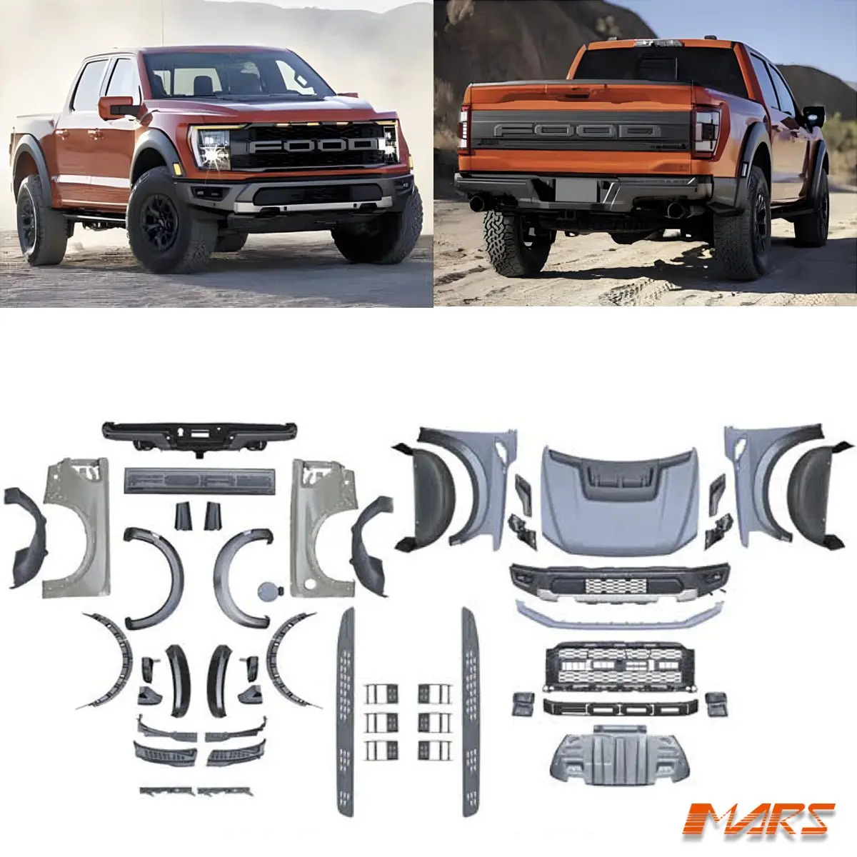 Full Raptor Conversion Bodykit For Ford F150 2021-2025 Hood Bonnet / Bumper Bar /  Grill / Fender Guards /  Side Steps 1