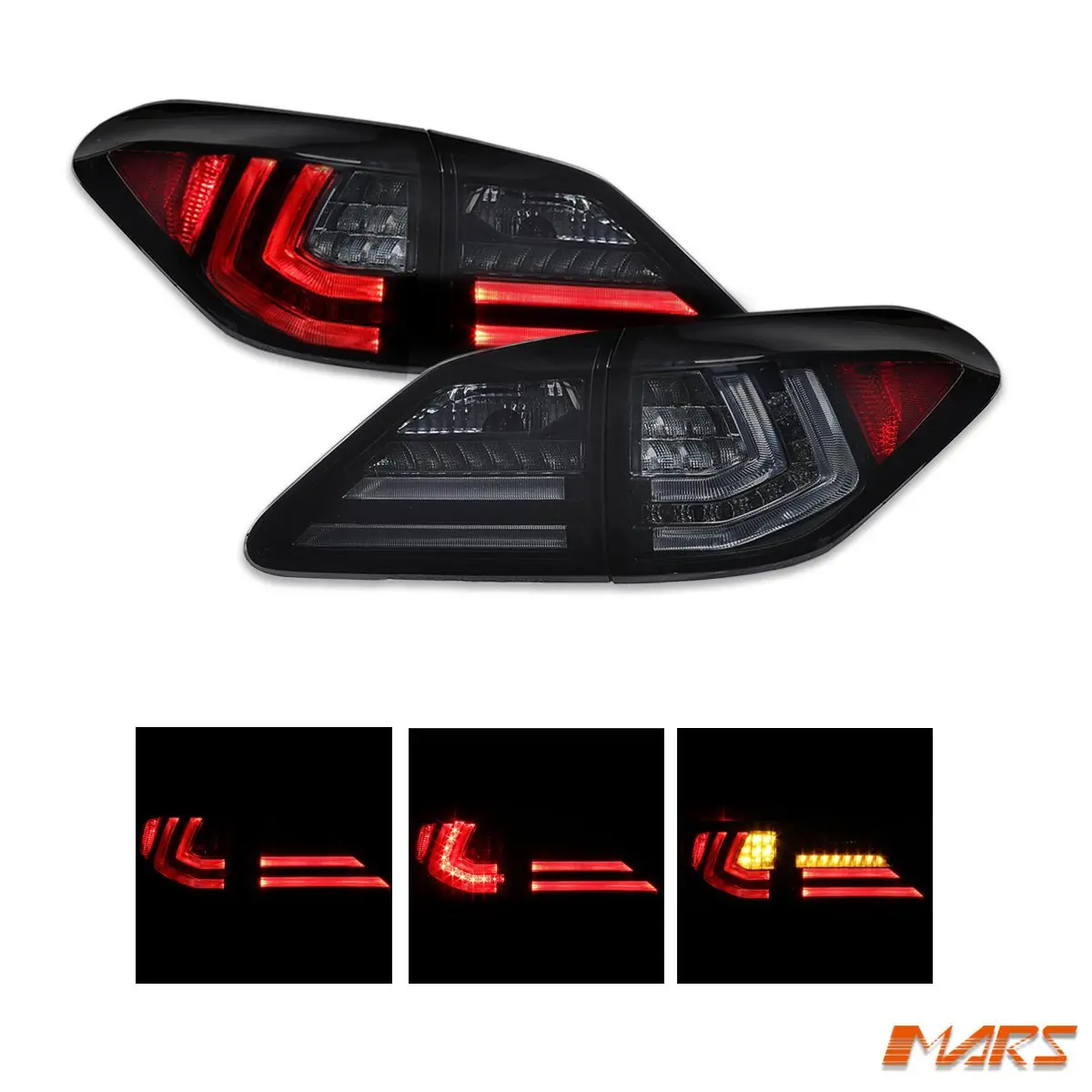 Full Smoked 3D Stripe Bar Led Tail Light With Sequential Indicators For Lexus Rx270 Rx350 Rx450h Al10 Rx 2008-2015 1