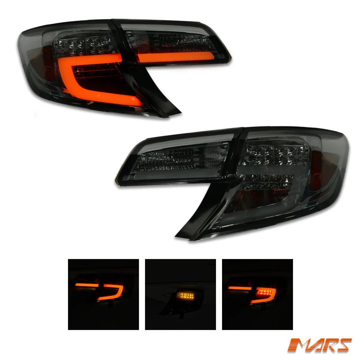 Full Smoked 3D Stripe Bar Tail Lights With Led Indicators For Toyota Camry Sedan 2012-2015 1