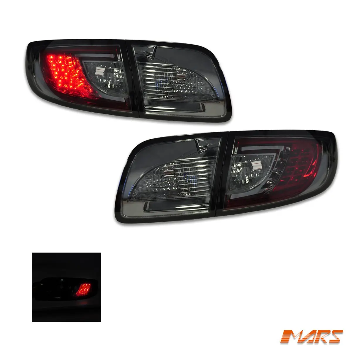 Full Smoked Led Tail Lights For Mazda 3 4 Doors Sedan Bk 2003-2009 1