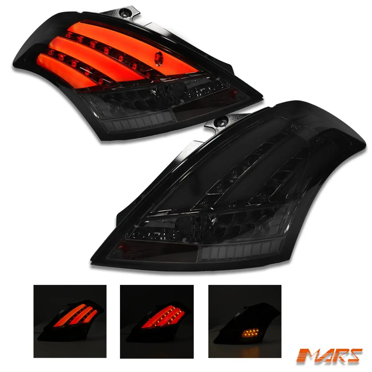 Full Smoked Led Tail Lights With Led Indicators For Suzuki Swift Hatch 2011-2017 1