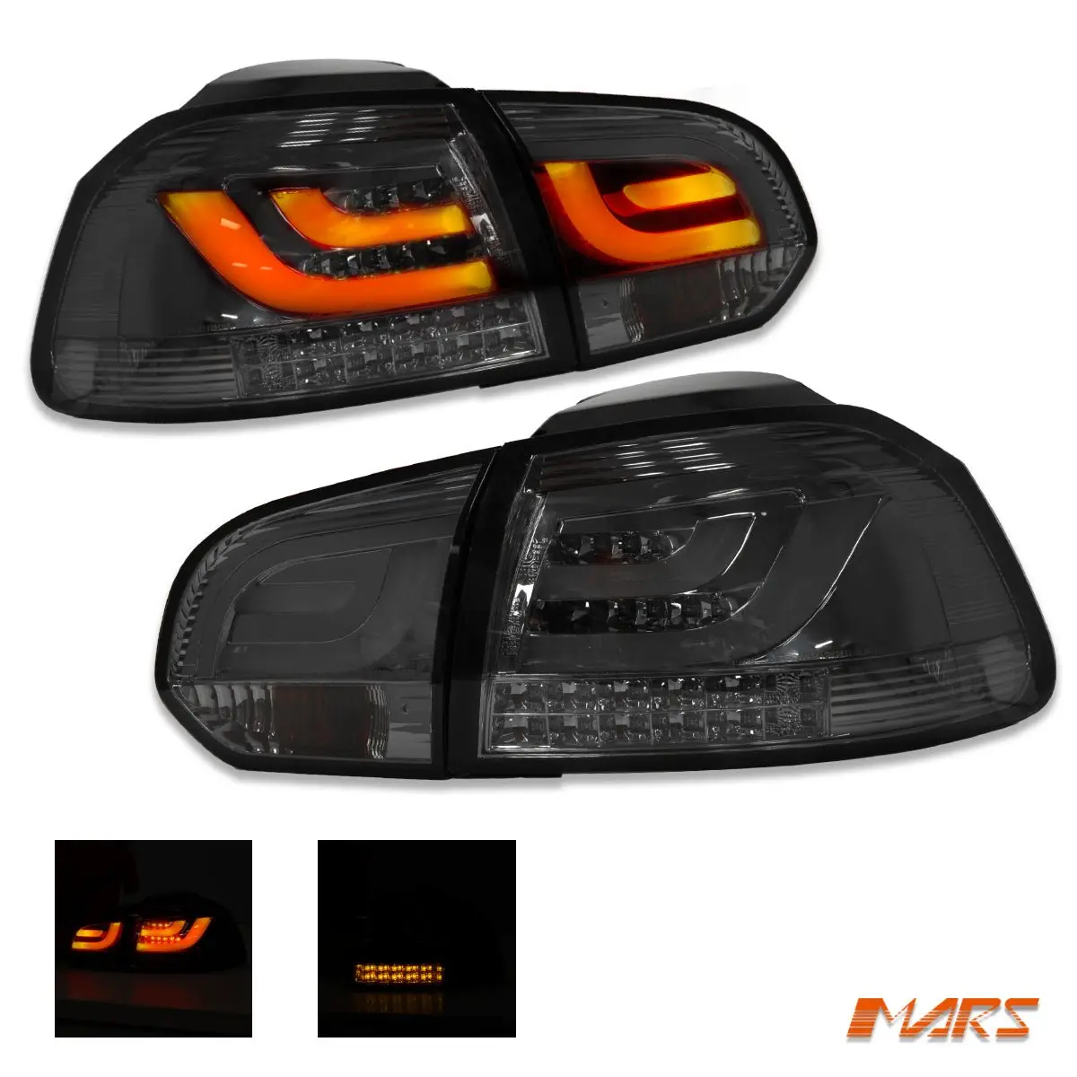 Full Smoked R Style 3D Led Tail Lights For Volkswagen Vw Golf Vi 6 2009-2013 1