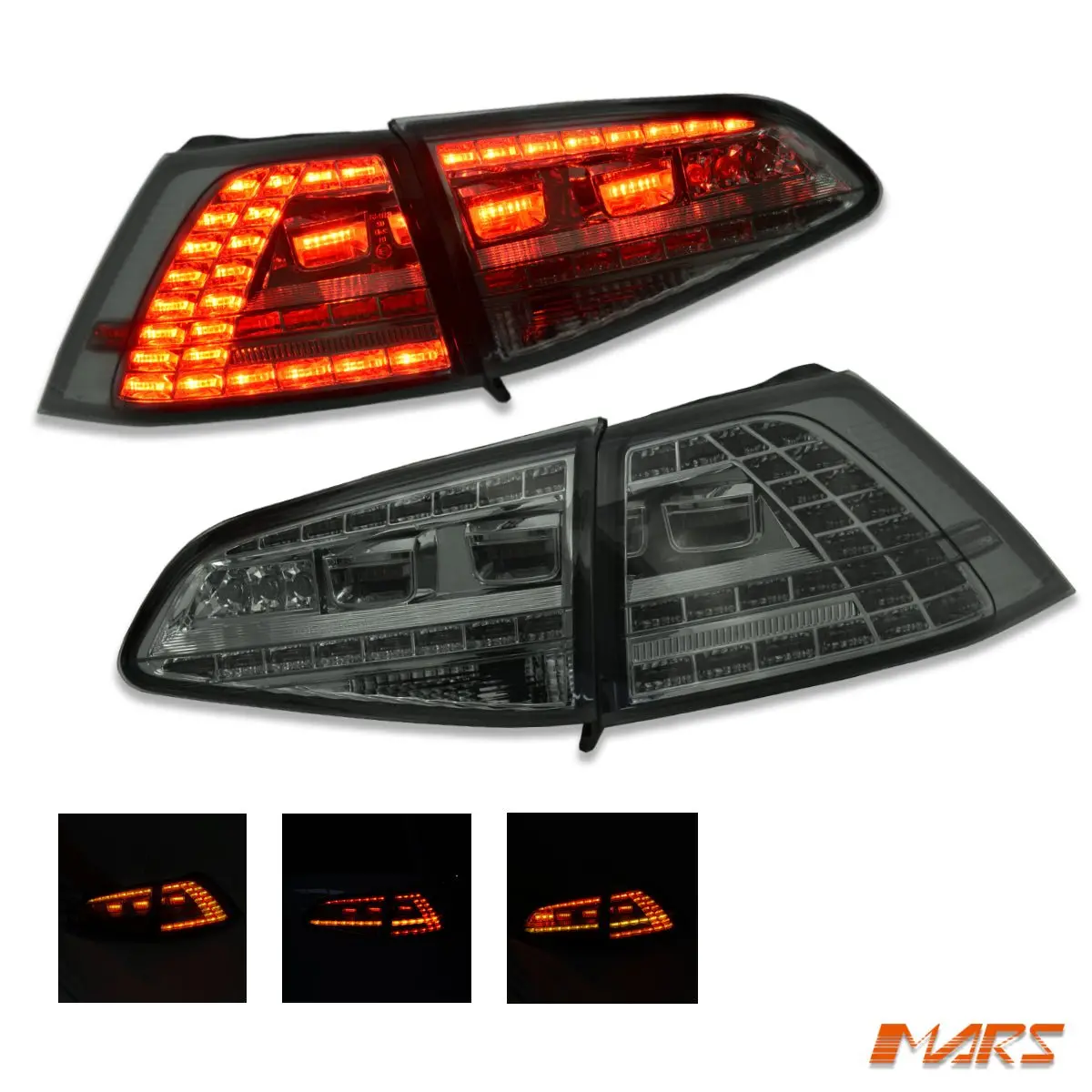 Full Smoked R Style Led Tail Lights For Volkswagen Vw Golf Vii Mk-7 Hatch 2012-2017 1