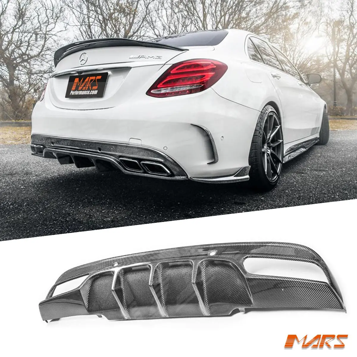 Future Design Carbon Fibre Rear Bumper Bar Diffuser Bodykit For Mercedes-Benz C63 & C63-S Amg W205 Sedan & S205 Wagon My15-My18 1