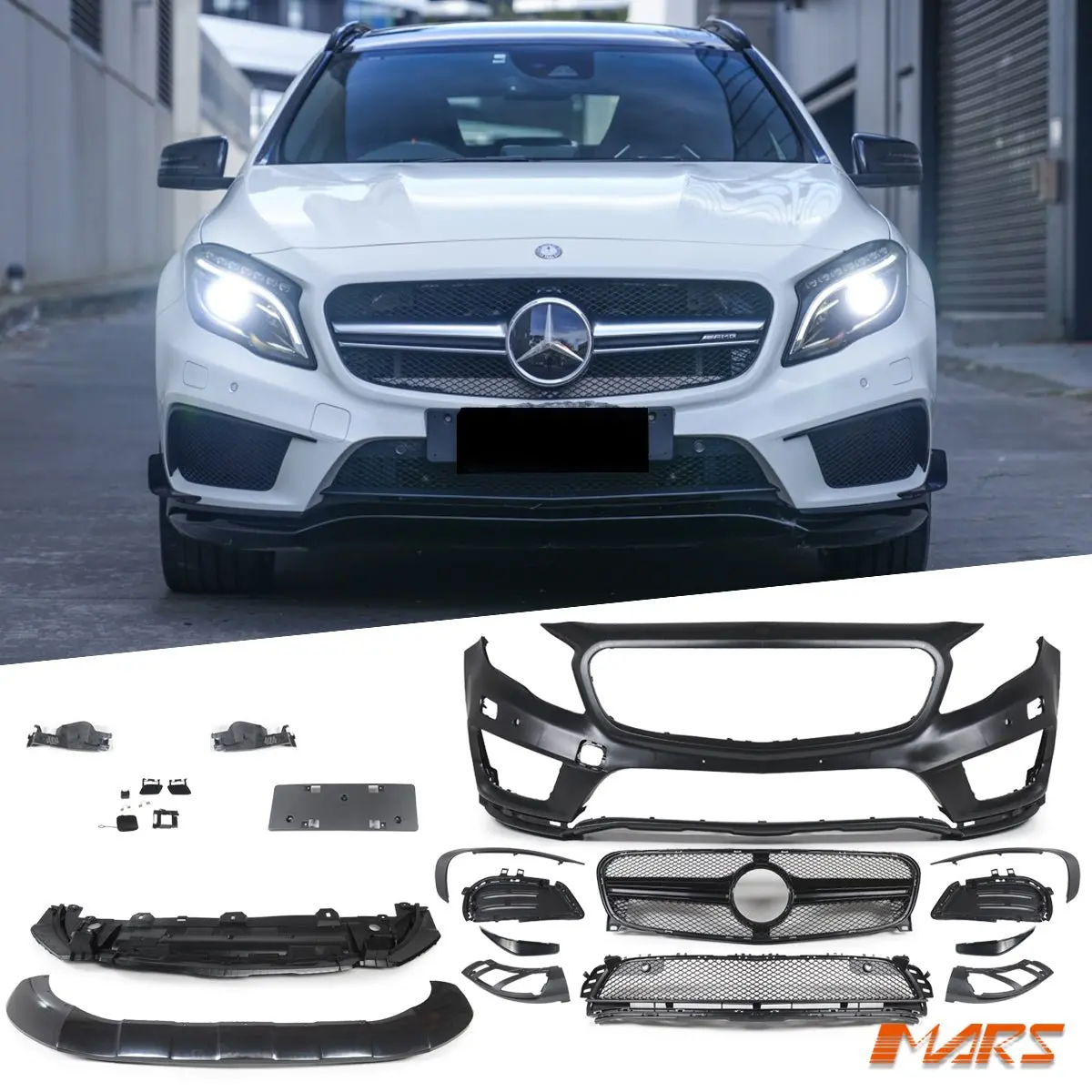 Gla45 Amg Style Front Bumper Bar Bodykit & Grill For Mercedes-Benz Gla-Class X156 2013-2016 1