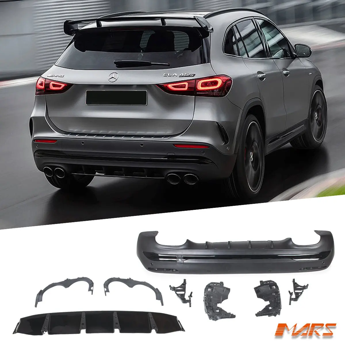 Gla45 Style Lower Rear Bumper Bar Diffuser Bodykit For Mercedes-Benz Gla-Class H247 Amg Sport Bumper Bar 2020-2025 1
