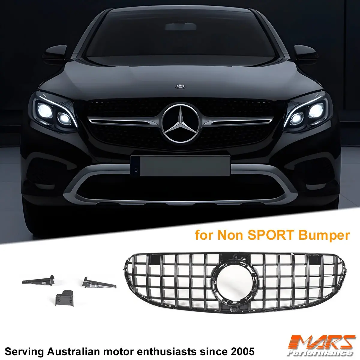 Gloss Black Glc63 Amg Panamericana Style Front Grille Grill Bodykit For Mercedes-Benz Glc X253 2019-2023- Standard Bumper Only 1