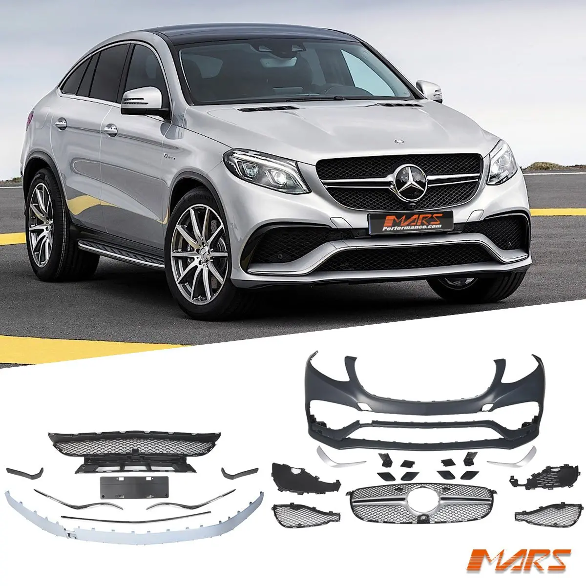 Gle63 Style Front Bumper Bar Bodykit & Grill For Mercedes-Benz Gle Class C292 Coupe 2015-2019 & Gle43 Amg 1