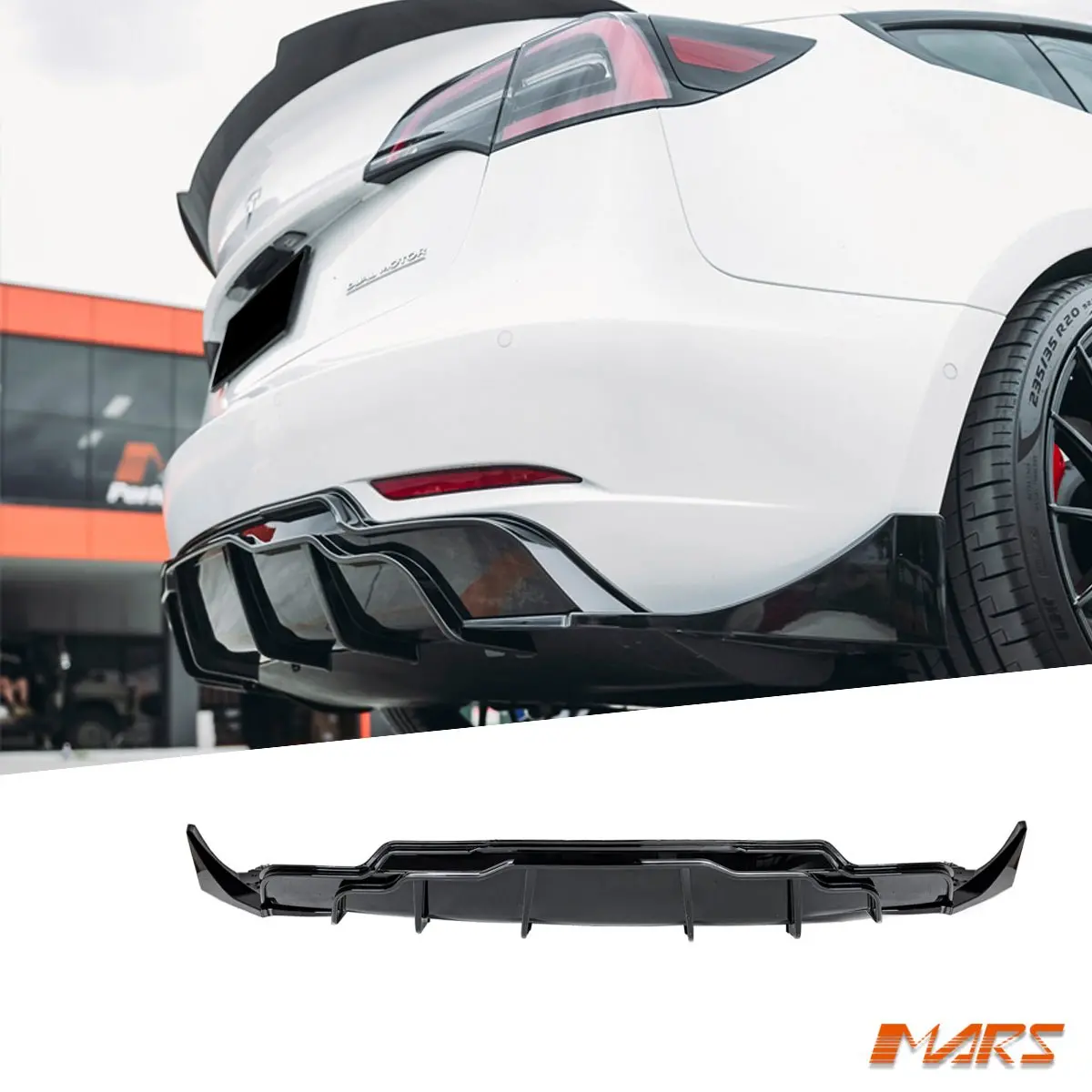 Gloss Black Aero Dynamic Rear Bumper Splitter Winglets & Diffuser Bodykit For Tesla Model 3 2019-2023 1