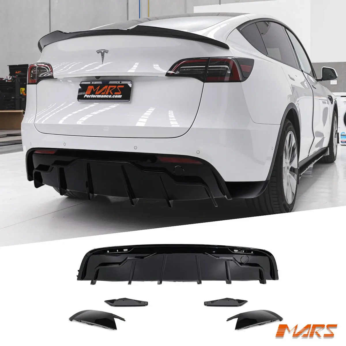 Gloss Black Aero Dynamic Rear Bumper Splitters Spoiler & Diffuser Bodykit For Tesla Model Y 2022-2024 1
