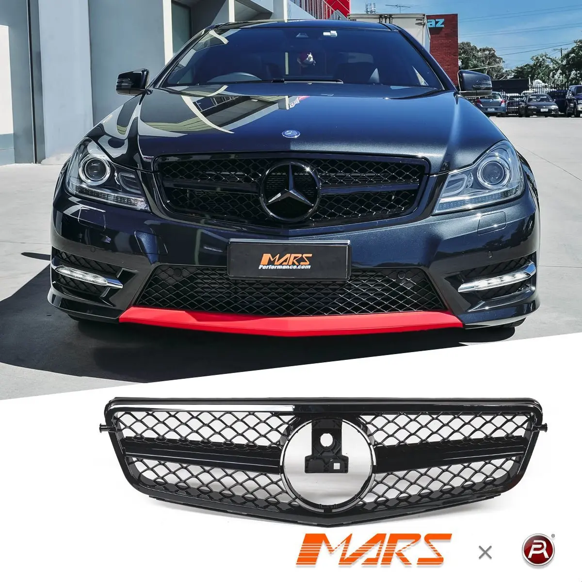 Gloss Black Amg C63 Style Front Bumper Bar Grille Grill Bodykit For Mercedes-Benz C-Class W204 Sedan & C204 Coupe 2007-2014 1